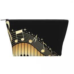 Cosmetic Bags Bling Music Note Piano Printed Trapezoidal Portable Makeup Daily Storage Bag Case For Travel Toiletry Jewelry