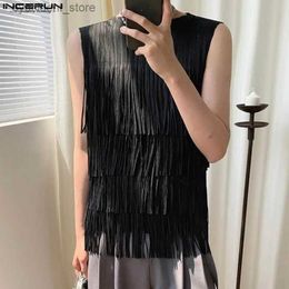 Men's Tank Tops Men Tank Tops Tassel O-neck Sleeveless Summer Casual Male Vests Streetwear 2024 Korean Style Fashion Men Clothing S-5XL L240319