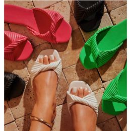 Boots ButterflyKnot Shoes Summer Clogs Woman Female Slippers Big Size Slides Low Beach 2023 PU Fabric Scandals Basic Butterflyknot R