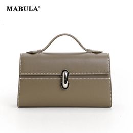 MABULA Genuine Leather Top Handle Satchel Purse for Women Brand Designer Luxury Clutch Handbags High Quality The Tote Bag 240306