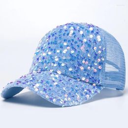 Ball Caps Ins Style Sequin Baseball Cap For Women Summer Breathable Mesh Snapback Fashion Streetwear Outdoor Sunshade Sun Hats