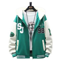 INS Hip Hop Mens Hoodie Baseball Jacket Casual Slim Fit Unisex Uniform Bomber Coat Youth Students Couple 240305