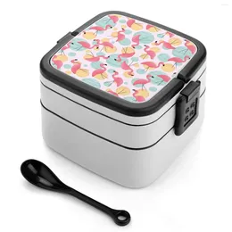 Dinnerware Summer Flamingos And Party Lights Bento Box School Kids Lunch Rectangular Leakproof Container Plastic Lantern