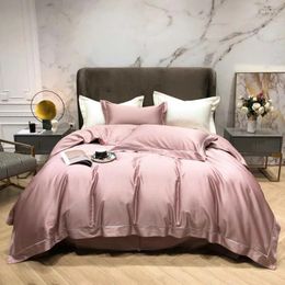 Bedding Sets 2024 Long-staple Cotton Four-piece Bed Linen Est Plain Color Simple Nordic Style Fashion Purple Pink