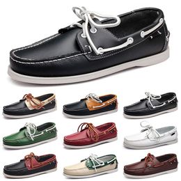 Mens Casual Shoes Black Leisures Silvers Taupe Dlives Brown Grey Red Green Walking Low Soft Multis Leather Men Sneakers Outdoor Trainers Boat Shoes Breathable AA030