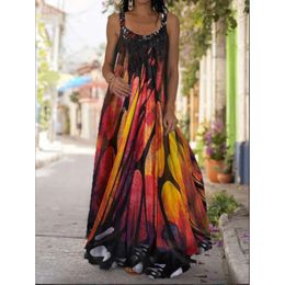 Designer Women's Fashion Casual Dress 2024 Summer New Tie Dyed 3D Printed Dress Bohemian Strap Shoulder Floor Dress maxi dresses for womens woman dresses OG8E