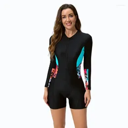 Women's Swimwear 2024 Woman Swimsuit Long-Sleeve Quick Dry Surfing Suit One-Piece Bathing Women Adult Diving Clothes