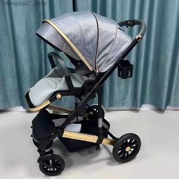 Strollers# Lightweight Luxury Baby Stroller 3 in 1 Portable High Landscape Reversible Stroller Hot Mom Pink Stroller Travel Pram L240319