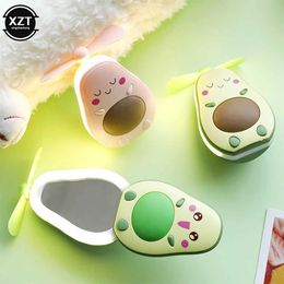 Electric Fans Fans Usb Mini Avocado Electric Battery Portable Hold Small Fans Originality Beautiful Night Makeup Mirror With Chandelier Lighting With Fan 240319