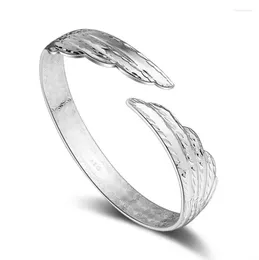 Bangle Fine 925 Sterling Silver Angel Wing Bangles Adjustable Bracelets For Women Fashion Holiday Gifts Party Wedding Jewelry