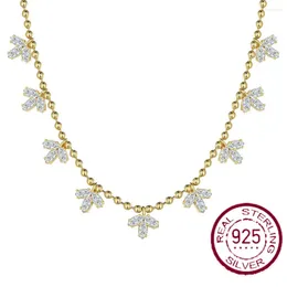 Chains Wedding S925 Sterling Silver Necklace Female Gold Zircon Inlaid Fashion Personalized Design Wholesale