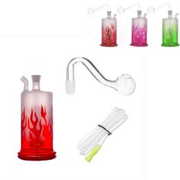 Wholesale Colorful MINI HOOKAH 10mm female Flame style glass oil burner bong pipe with dab rig bowl and silicone hose