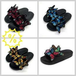 Women Summer Craft Embroidered Three Dimensional Butterfly Slippers GAI sandals fashion heel 2024 embroid Retro easy matching Unique Design bigsize chunky