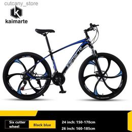 Bikes Ride-Ons New 2023 KAIMARTE Mountain Bike 24Inch 26Inch 21/24/27Speeds Disc Brake Aluminium Alloy Frame Adult Mountain Bicyc L240319