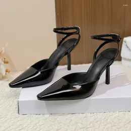 Sandals Summer Women's High-heeled Baotou Patent Leather Stiletto Heels Rhinestone High Strappy Shoes