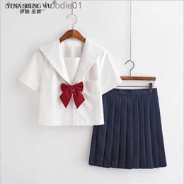 cosplay Anime Costumes White Japanese anime high school girl dent JK uniform role-playing in navy uniform pleated skills sailor set in Korean styleC24320