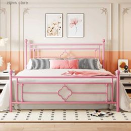 Other Bedding Supplies Large metal bed frame with top plate and footboard/bed bottom/storage space under bed bottom/easy to assemble Y240320