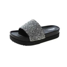 Slippers Platform Rhinestone Sandals Women Gemstone Slides Shoes Wedge String Bead Beach Femme 202301WBSN H240322Q9DJ H240322