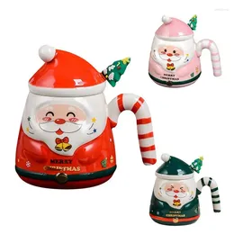 Mugs Santa Claus Mug Cartoon Cute Ceramic Cup With Lid 500ml Coffee For Tea Cups Holiday
