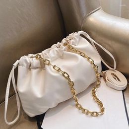 Totes Luxury Large Capacity Ruched Pillow Messenger Bags Weight Metal Chain Shoulder Bag For Women Cloud PU Soft Leather Handbag