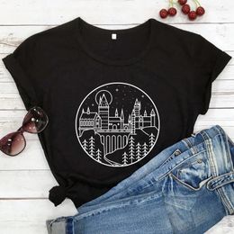 Women's T Shirts Vintage Castles Tshirt Funny Women Short Sleeve Hipster Graphic Tee Shirt