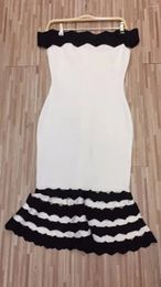 Casual Dresses Women Dress 2024 Summer Sexy Off Shoulder White And Black Rayon Bandage Style Short Party Beach Vestidos