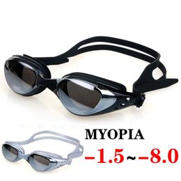 Plating Myopia Swim Goggles Professional Waterproof Anti Fog UV Shield Eyewear Swimming Pool Water Sports Glasses for Men Women 240312