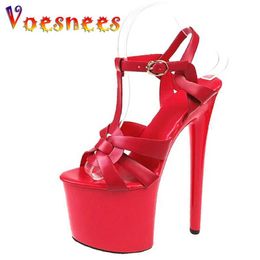 Dress Shoes Gladiator Sandals T-Strap Pole Dance Stripper Heels Platform Women Brand Weave Cross Peep Toe Summer Red H240325