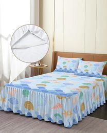 Bed Skirt Ocean Shell Starfish Elastic Fitted Bedspread With Pillowcases Protector Mattress Cover Bedding Set Sheet