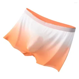 Underpants Slim Fit Shorts Panties Men's Seamless Gradient Color Ice Silk Underwear With U-convex Design Mid-rise Briefs For High