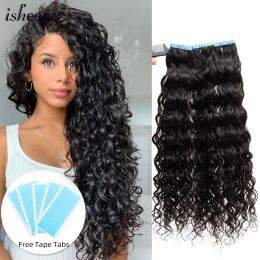 Extensions Natural Water Wave Tape in Human Hair Extensions for Women 12"26" Remy Curly Wet and Wavy Remy Curl Hair Bundles 20pcs