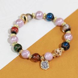 Strand Girlfriend Faux Gemstone Bracelet Elegant Chinese Style Pendant For Women Metal Elastic With Her