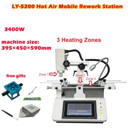LY-5200 Hot Air Mobile Rework Station 3400W 3 Zones Soldering Repair System Mobile Repair Station with Touch Screen 220V