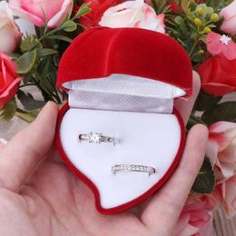 Jewelry Pouches Valentines Day Gift Red Rose Heart Ring Box Proposal Wedding Ceremony For Case Drop