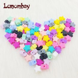 Necklaces 100/200pcs star Silicone Beads BPA Free Baby Nursing Chewable Teething Beads Pacifier Teether DIY Necklace