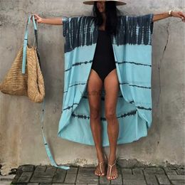 Skirts Skorts 2024 Batwing Sleeve Tunicas Kaftans Cardigan Bikini Cover Up Women Cotton Beachwear with Belt Swimsuit Cover Up Pareos Sarong 240319