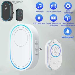 Doorbells Smart wireless doorbell home waterproof remote control doorbell safe and convenient home office doorbell EU UK US plug optionsY240320