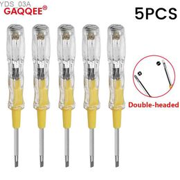 Current Metres 5PCS Voltage Tester Pen AC100-500V Double Head Phillips Slotted Screwdriver Voltage Detector Electrician Test Pencil with Light 240320