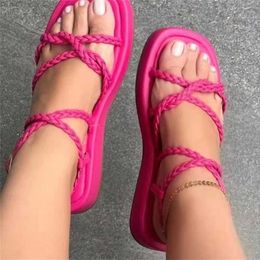 Top Summer Sandal Women Stiletto Woven Strap Spring Womens Thick Sole Sandals Fashion Open Toe Thin Beach 240228