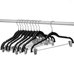 Kitchen Storage 10 Pack Clothes Hangers With Clips Black Velvet Use For Skirt And Hanger Pants Ultra Thin No Slip