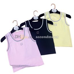 U Neck Tanks Top Women Letters Embroidered Vest Sport T Shirt Gym Fitness Wear Woman Vests