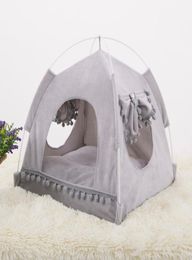 Soft Nest Kennel Bed Cave House Sleeping Bag Mat Pad Tent Pets Winter Warm Cozy Beds SXL 2 Colors Pet Bed For Cats Dogs1411402