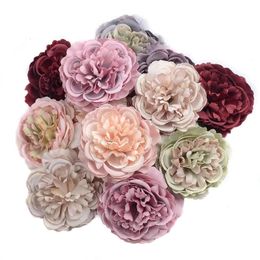 50/100pcs 8cm Large Peony Artificial Silk Flower Head For Wedding Party Decoration Diy Scrapbooking Christmas Items Fake Flowers 240309