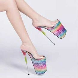 Dress Shoes Women Slippers Summer Sexy Drag Queen Thin Heels 22cm Sandals Size 34-44 Platform Model T Stage Show Wedding H240321HC26