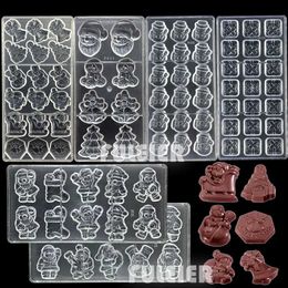 Baking Moulds Christmas Polycarbonate Chocolate Moulds Snowman Gift Shape Baking Pastry Candy Bar Mould Sweets Bonbon Cake Confectionery Tool L240319