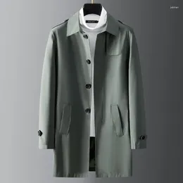 Men's Trench Coats Oversized Long Windbreaker Coat Male Solid Slim Business Casual Men Clothing Outerwear Jackets Z134