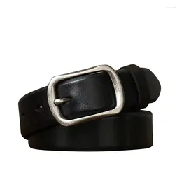 Belts Pure Cowhide 3cm Wide Korean Style Fashion Belt For Women Genuine Leather Pin Buckle Simple Casual Jeans Dress Luxury