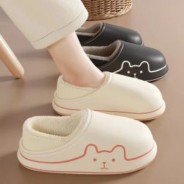 Boots 2022 Winter Fur Women Slippers Waterproof Cotton Slippers Women Warm Plush Cartoon Shape Indoor Slides Cute Rabbit Girls Shoes