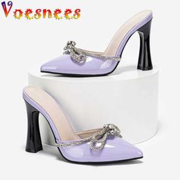 Dress Shoes 2022 Autumn New Fashion Half Slippers Designer Pointed High Heels Elegant Diamond Butterfly Stiletto Sandals Ladies Pumps H240325