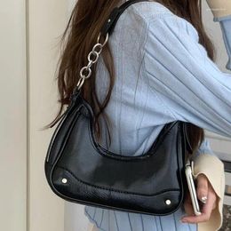 Evening Bags Vintage Women Underarm Bag Korean Cool Black Shoulder Ladies Sling Leather Zip Purses Girls Fashion Tote Handbag And Purse
